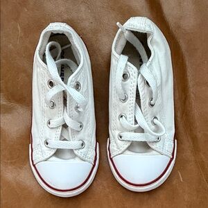 Converse White Kids Sneakers with Red Accents